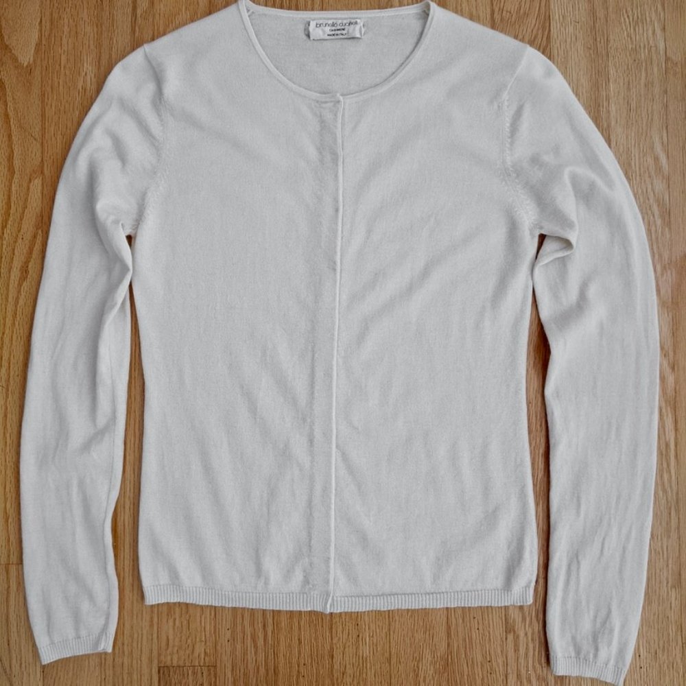 Sweater S Cream Cashmere Cardigan Brunello vintage